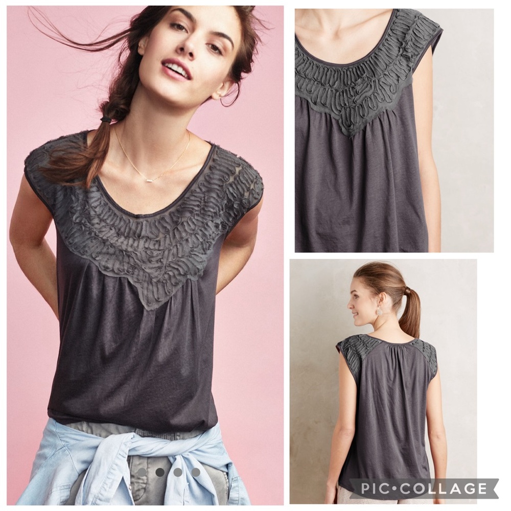 Anthropologie Meadow Rue Plumb Bibbed Verona Tee.